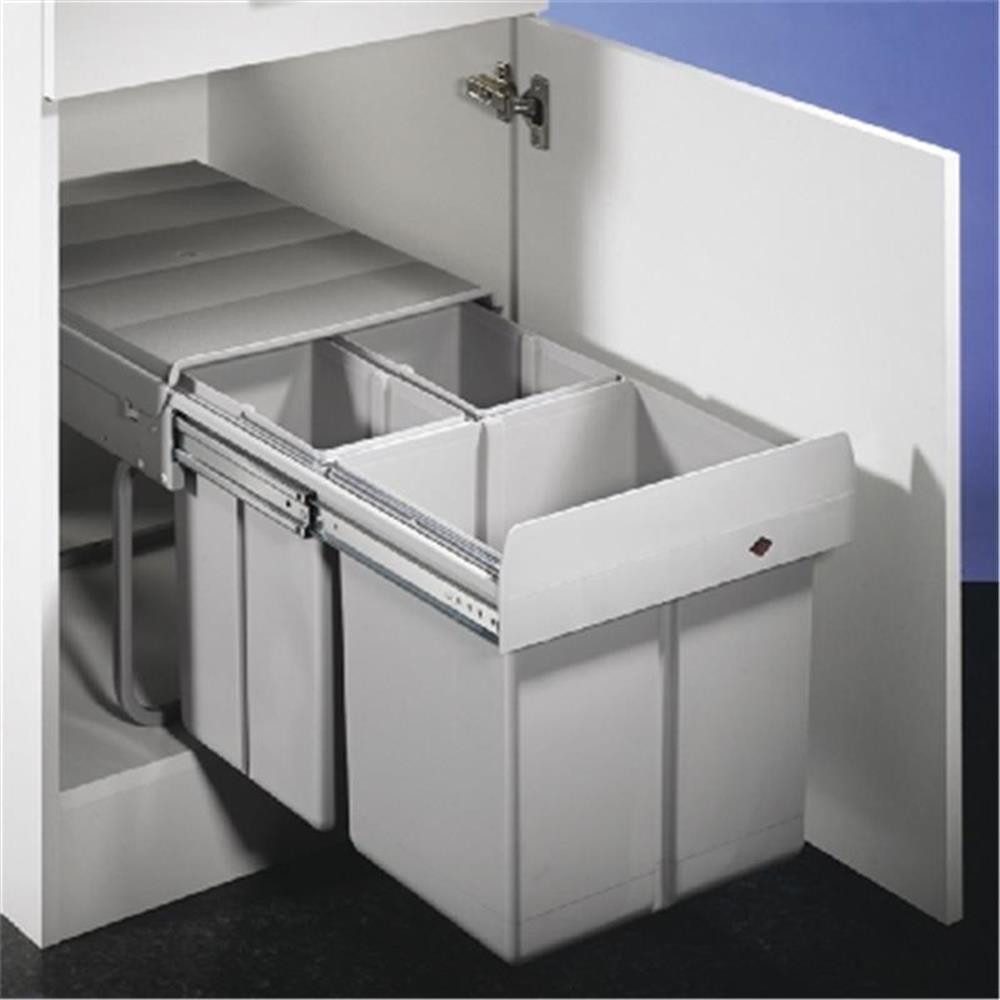 WESCO Einbaumülleimer 787821-85 Trio-Master 40 DT, alugrau