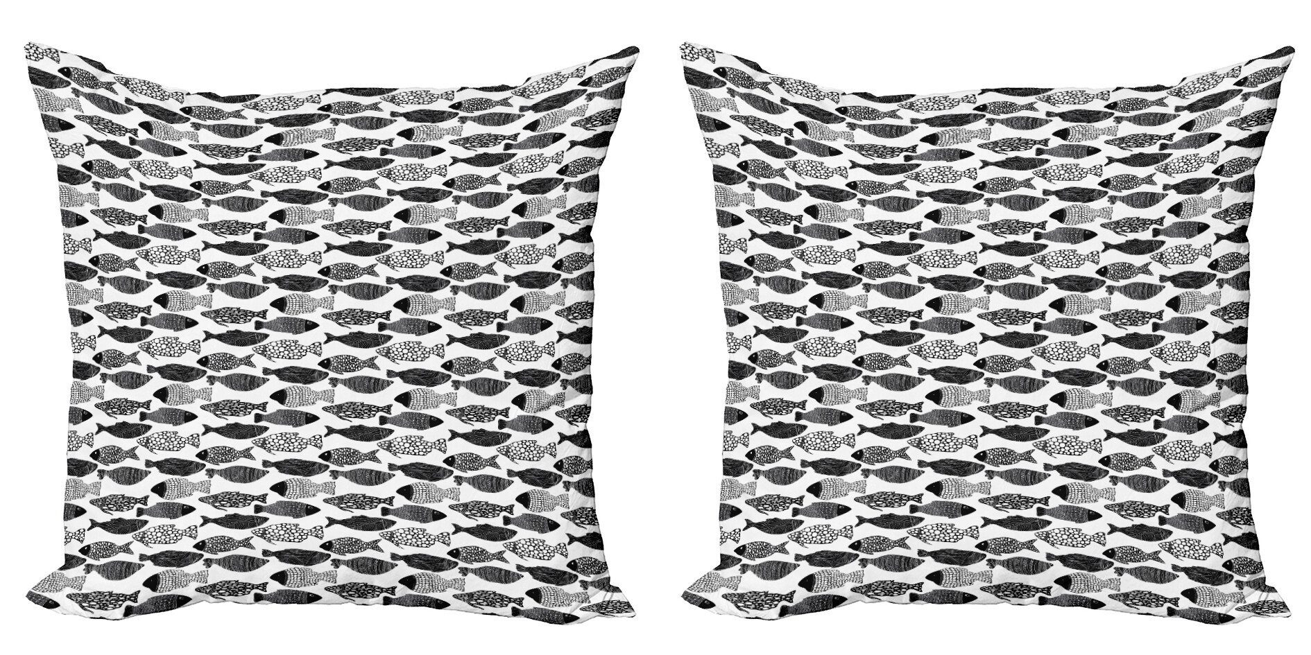 Kissenbezüge Modern Accent Doppelseitiger Digitaldruck, Abakuhaus (2 Stück), Fisch Zentangle-Wassertier