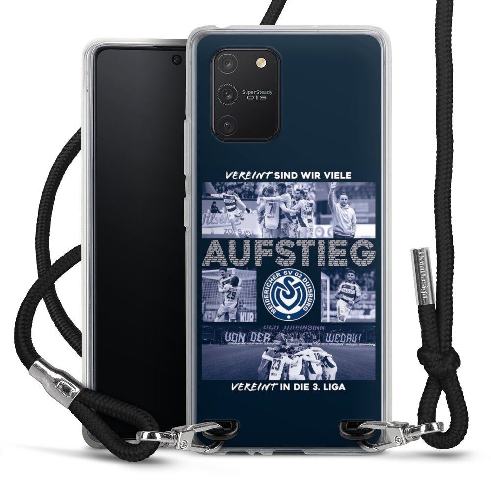 DeinDesign Handyhülle MSV Duisburg Aufstieg Offizielles Lizenzprodukt, Samsung Galaxy S10 Lite Handykette Hülle mit Band Case zum Umhängen