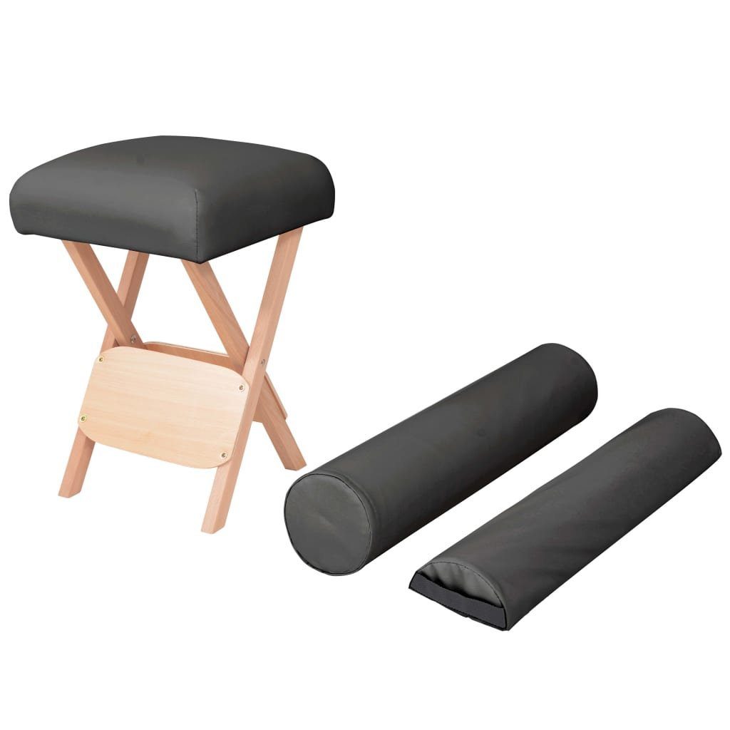 vidaXL Massagesessel Massage-Klapphocker 12 cm dicker Sitz & 2 Nackenrollen Schwarz