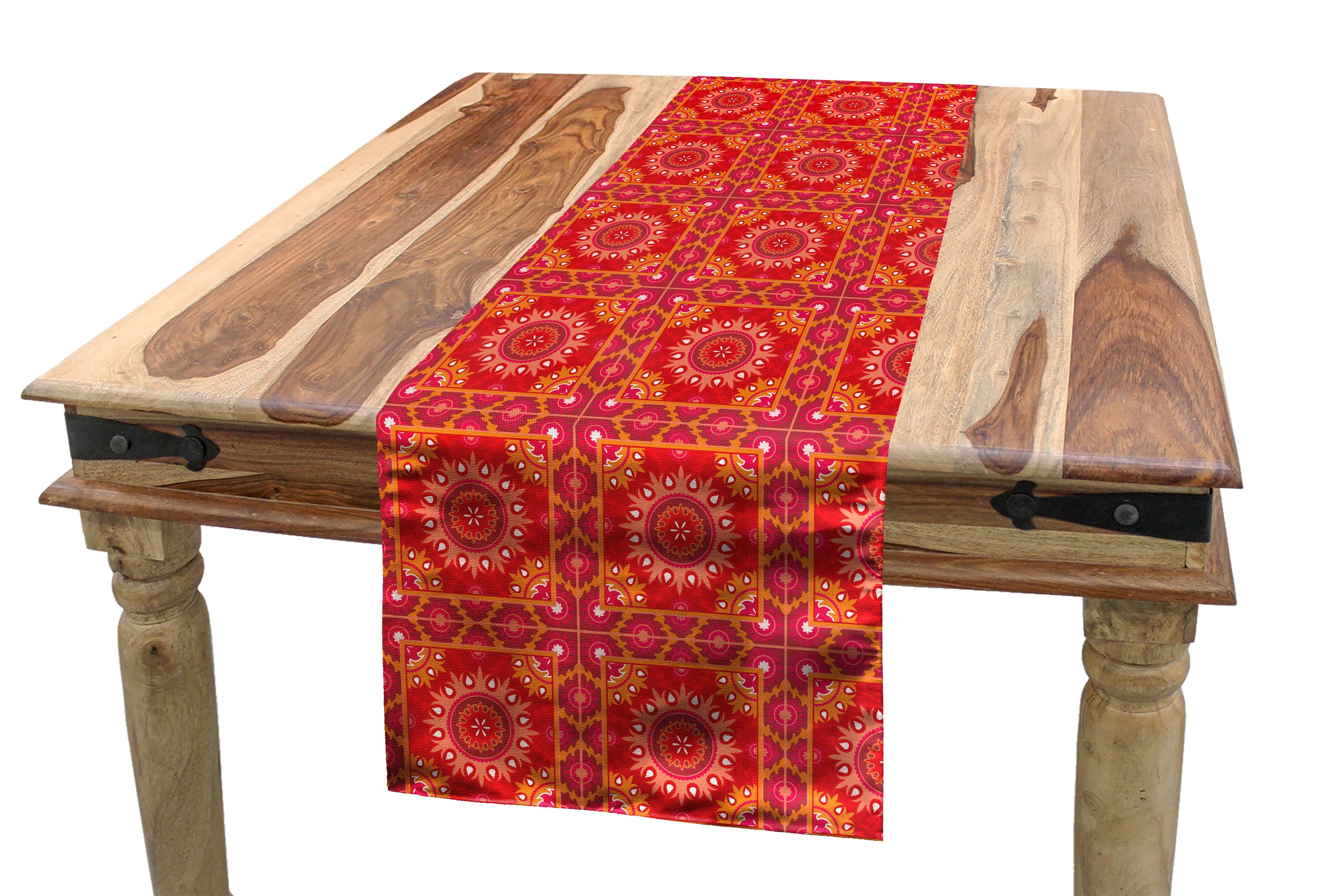 Abakuhaus Tischläufer Red Küche Dekorativer Esszimmer Rechteckiger Mandala Tischläufer, Fliese