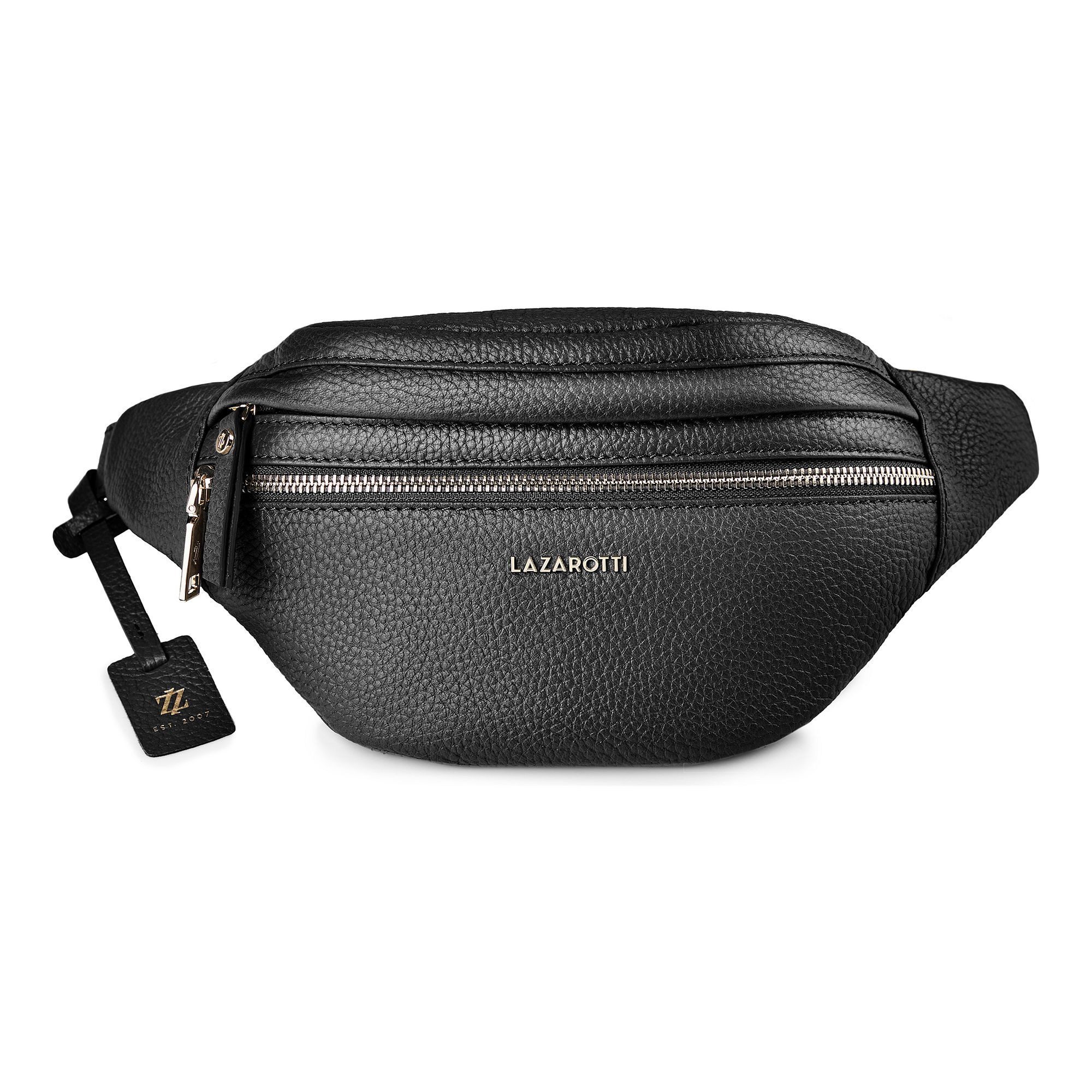 Lazarotti Gürteltasche Bologna Leather Double-Zip Gürteltasche Crossbody Leder 25 cm