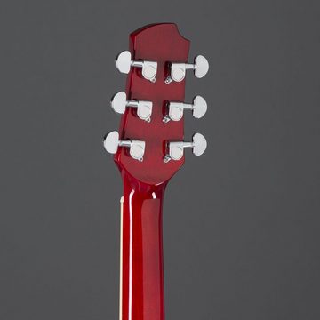Red Hill Westerngitarre, Doublecut Deluxe, Elektroakustische Westerngitarre, Thinline-Konstruktion, 2 Cutaways, Cherry Farbe, Westerngitarren, Andere Bauformen, Doublecut Deluxe, Elektroakustische Westerngitarre