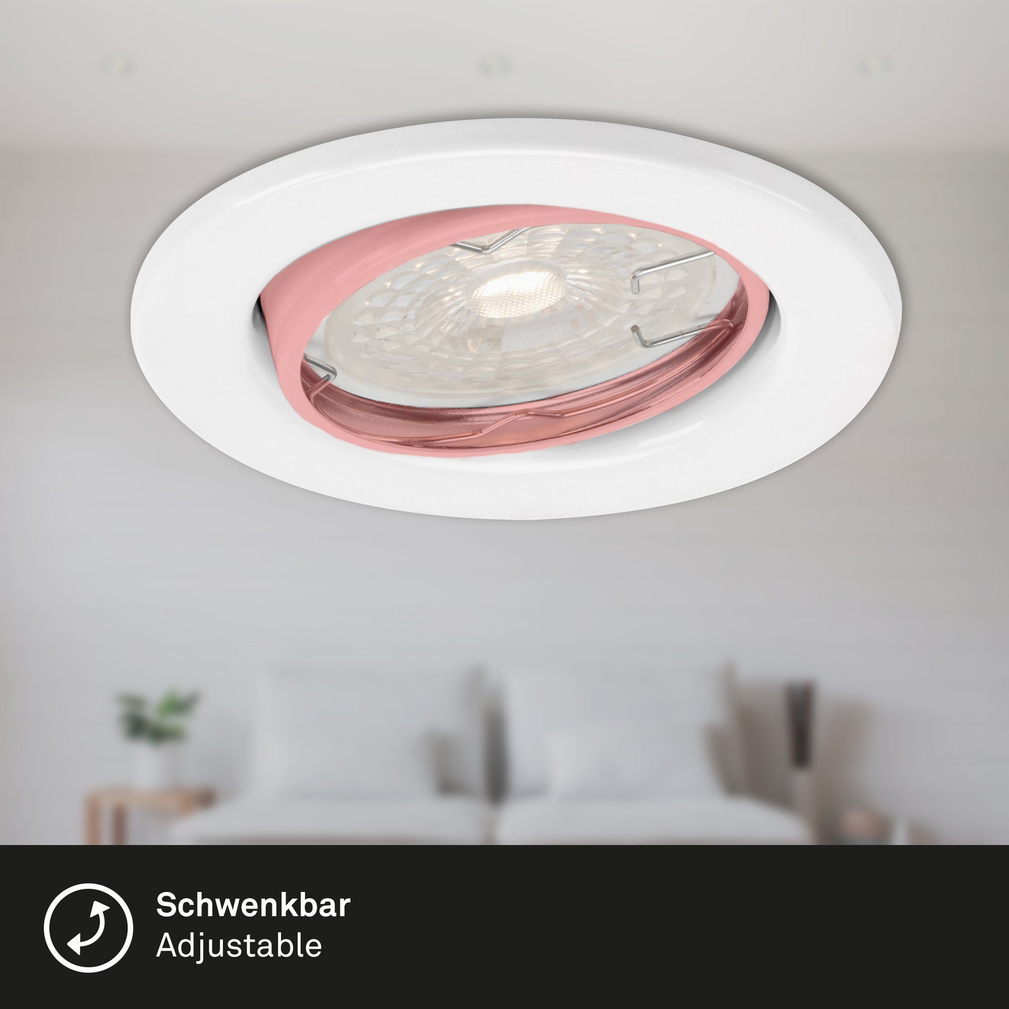 Einbauleuchte Leuchten wechselbar, weiß, LED 7256-036, LED Warmweiß, GU10, Einbaustrahler, Einbauspot Briloner