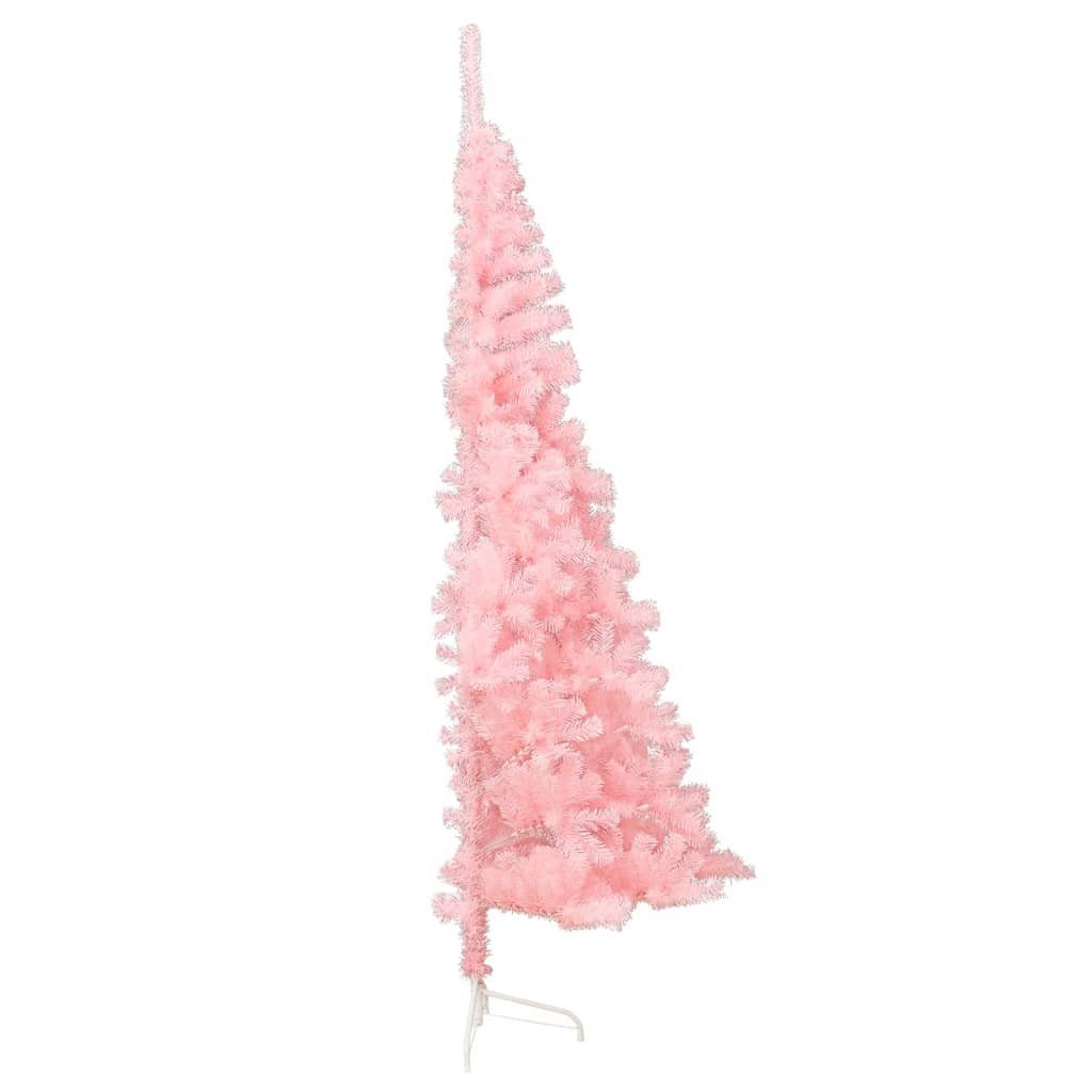 Ständer 150 Künstlicher vidaXL Weihnachtsbaum Rosa Künstlicher Halb-Weihnachtsbaum cm mit PVC