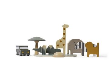 Flexa Spielfigur Safari-Tiere und Jeep aus Holz