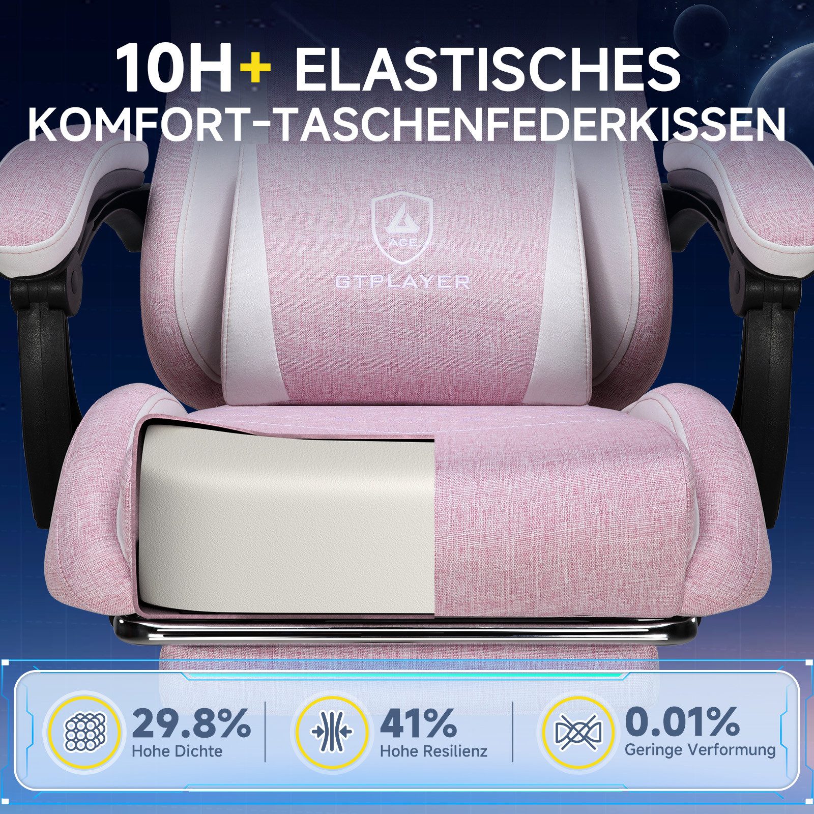 GTPLAYER Gaming-Stuhl Stoff Gaming Chair Ergonomisch günstig online kaufen