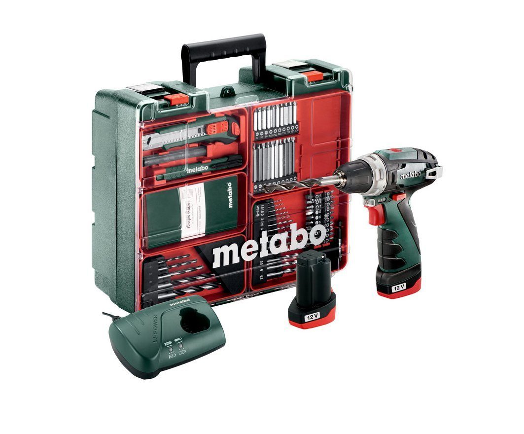 POWERMAXX U/min, SET 2 (600080880), Akku-Schrauber metabo mit BS 1400,00 34,00 Akkus und Ladegerät Nm, BASIC