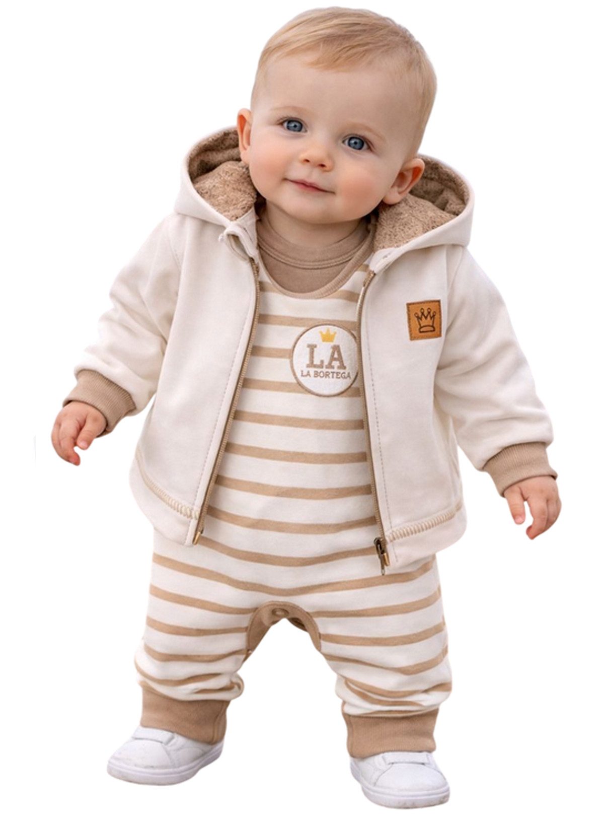 La Bortini Erstausstattungspaket Baby Anzug Jacke Langarmshirt Strampler Set für Neugeborene neutral (3-teilig, Anzug für Jungen und Mädchen) unisex, 56 62 68 74 80