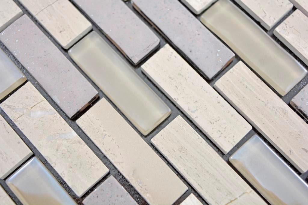 Mosani Wandfliese selbst­kle­bende Naturstein Glasmosaik Fliesen Wandverkleidung, Spritzwasserbereich geeignet, Küchenrückwand Spritzschutz