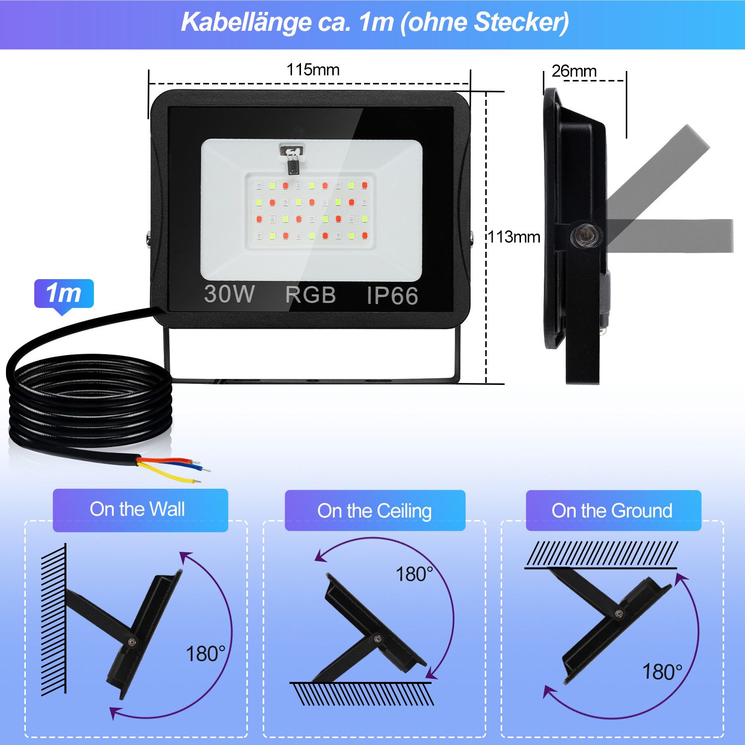 Clanmacy LED Flutlichtstrahler 2x30W LED Flutlichtstrahler günstig online kaufen