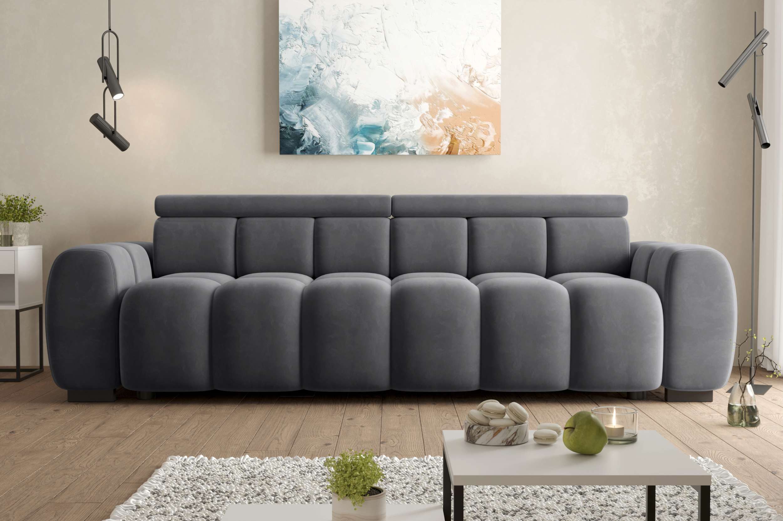 99rooms Big-Sofa Alessio, Sofa, Big-Sofa, Rundumbezug aus weichem Velours TIFFANY