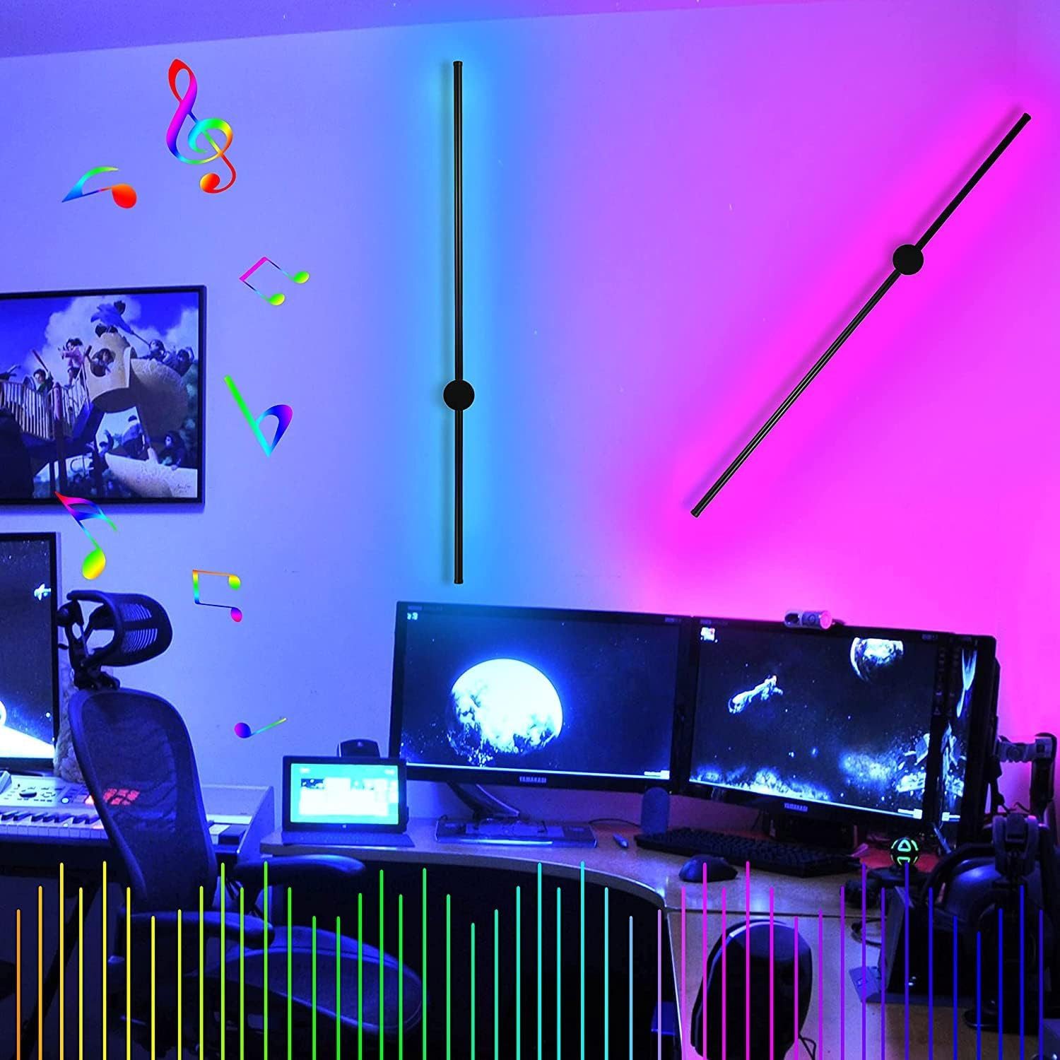 Nettlife LED Wandleuchte LED Wandleuchte RGB -100 cm Schwarz, LED fest inte günstig online kaufen