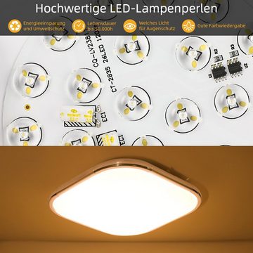 LETGOSPT Deckenleuchte Modern 24W LED Deckenleuchte, Radar Sensor Deckenlampe, LED fest integriert, LED Flurlampe 30 x 30 x 5cm, für Badezimmer Garage Balkon Küche