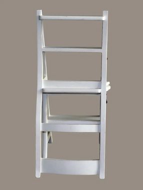 moebelfaktor Esszimmerstuhl Leiterstuhl Mahagoni weiß lackiert (1 St), Trittleiter und Stuhl in einem