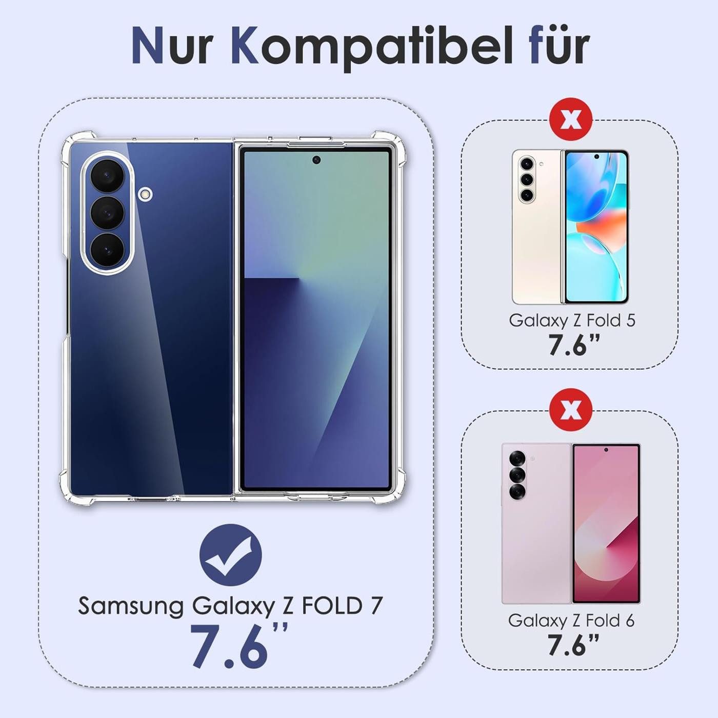 CoolGadget Handyhülle Transparent Ultra Slim Case für Samsung Galaxy Z Fold 7 8 Zoll, Silikon Hülle Dünne Schutzhülle für Samsung Z Fold7 5G Hülle