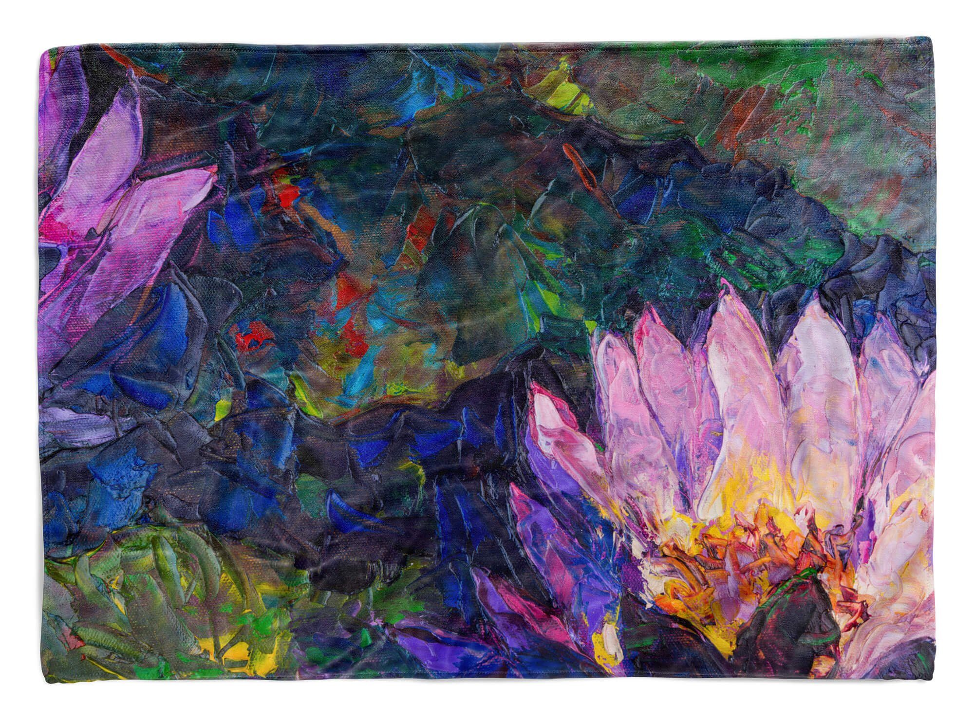 Farben Kuscheldecke Saunatuch Handtuch Blumen, mit Fotomotiv Handtuch Sinus Baumwolle-Polyester-Mix Abstrakt Art (1-St), Handtücher Strandhandtuch