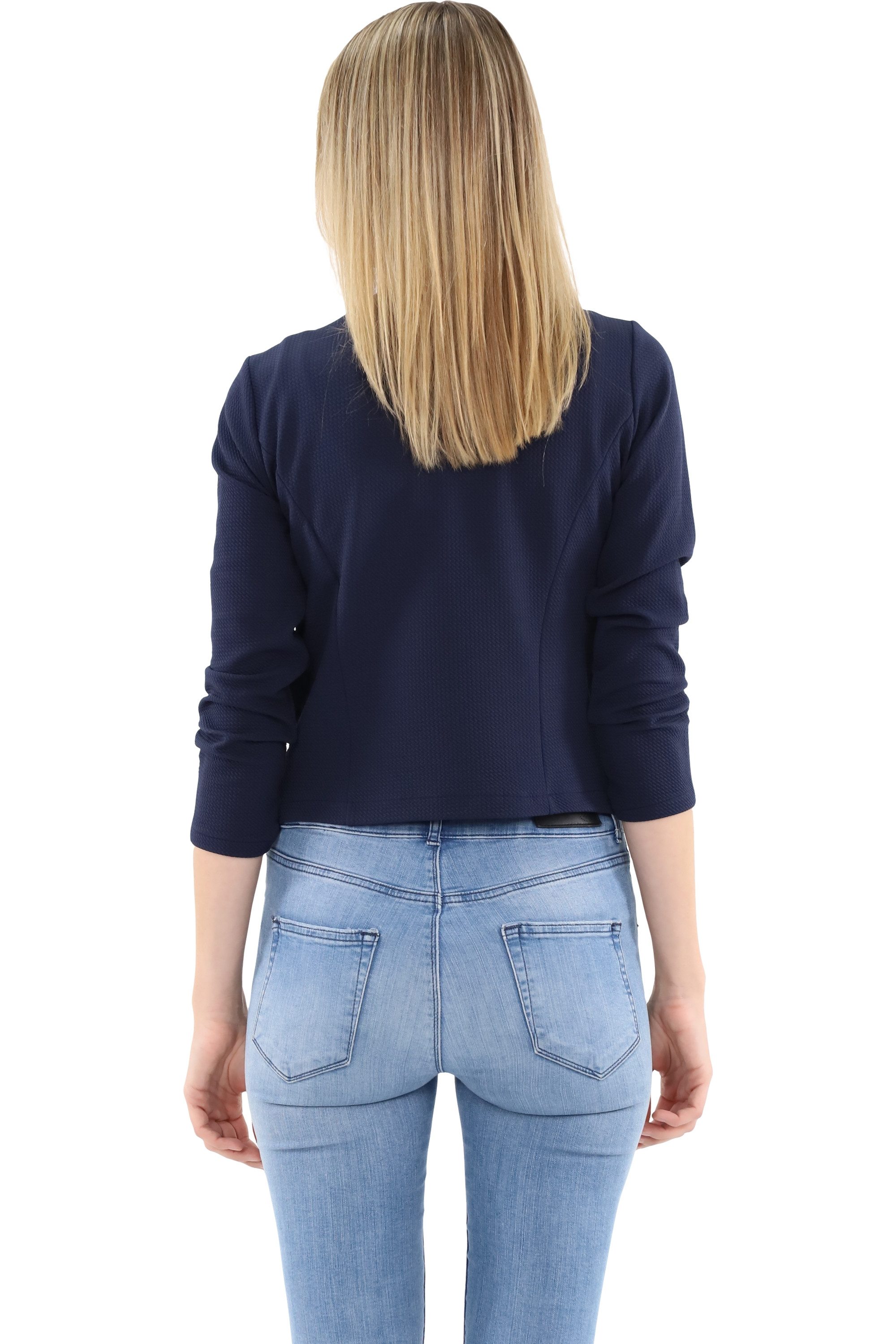 malito more than fashion Jackenblazer malito Damen Blazer ohne Kragen, Sakko im Basic Look, Kurzjacke mit Sweatblazer im Basic-Look