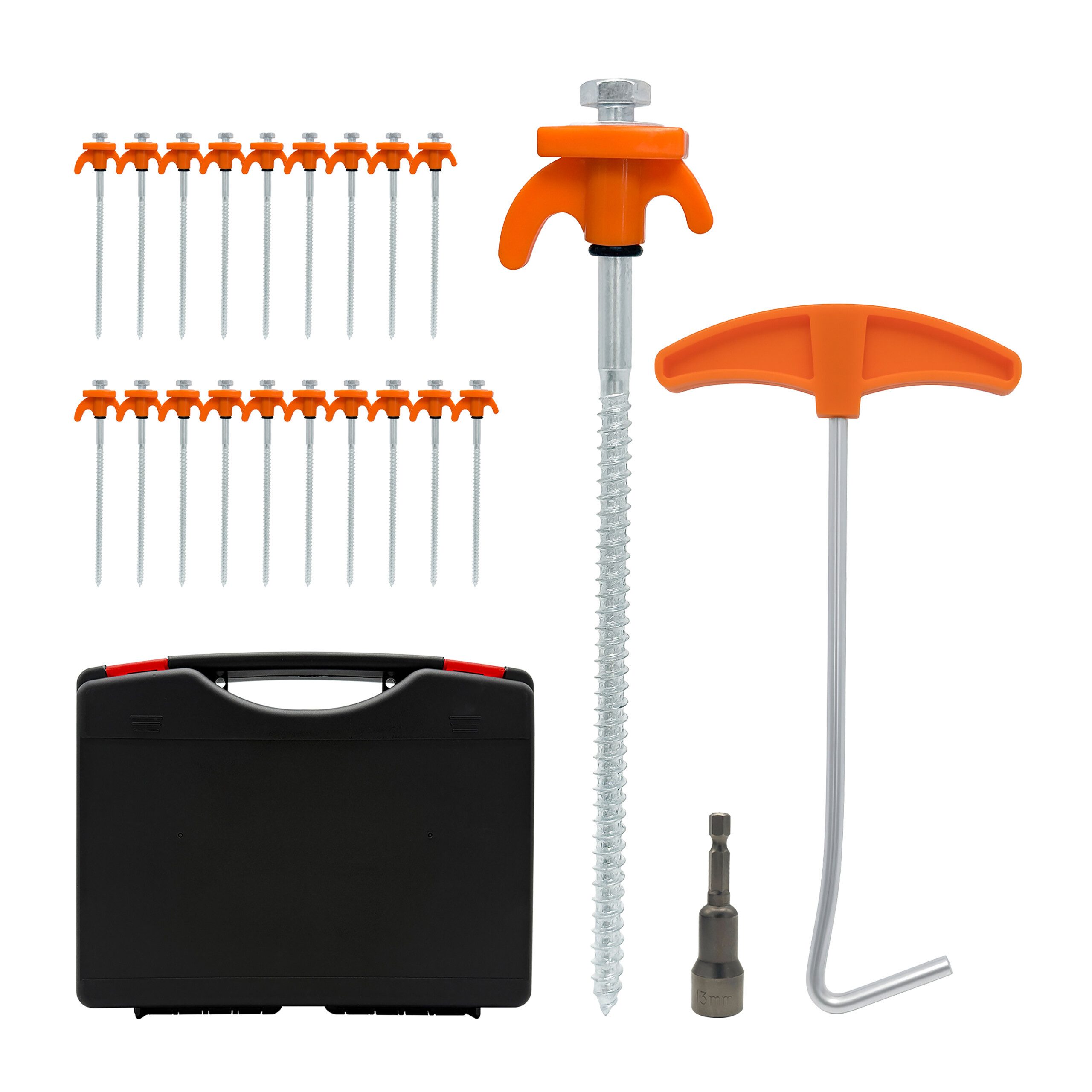 relaxdays Zelthering Schraubheringe im Koffer 20er Set, Normal