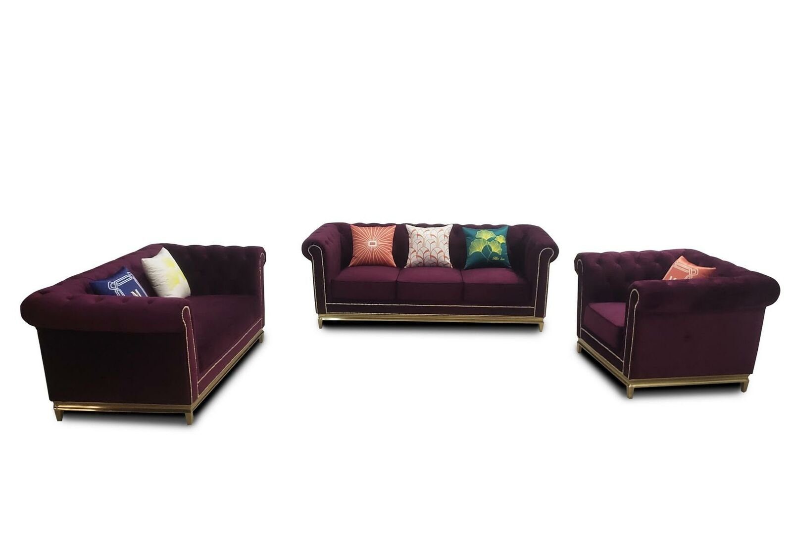 JVmoebel Sofa Luxus Lila Sitzgarnitur 3+2+1 Sitzer Polstermöbel Modern Neu, Made in Europe
