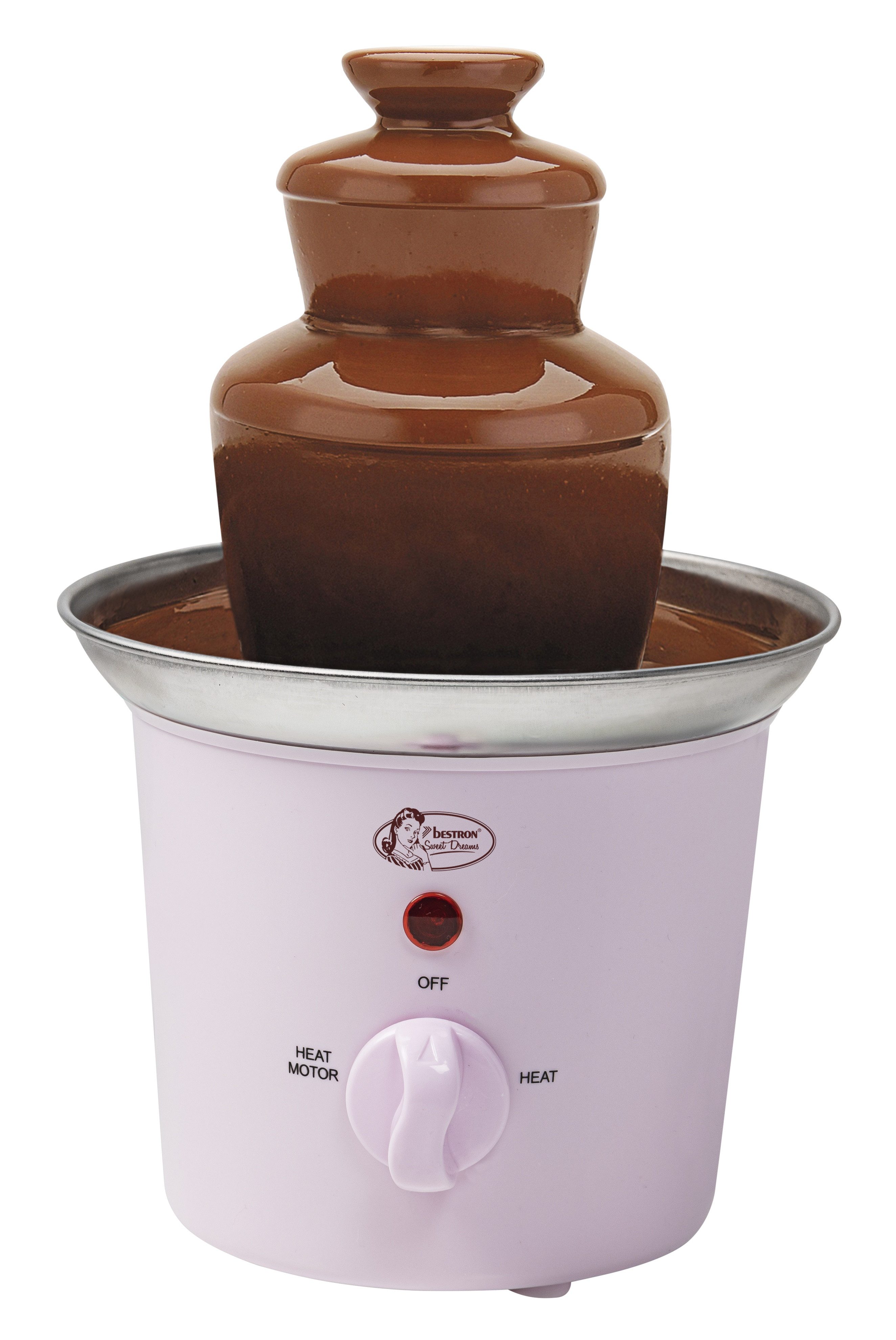 bestron Schokoladenbrunnen ACF300, 3 Ebenen & Edelstahl-Schüssel – 300 g, 52 °C