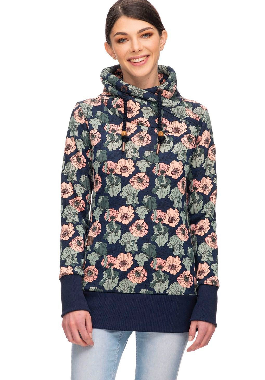 floralem FREESIA Print Ragwear mit Sweater Allover Sweatshirts NAVY NESKA