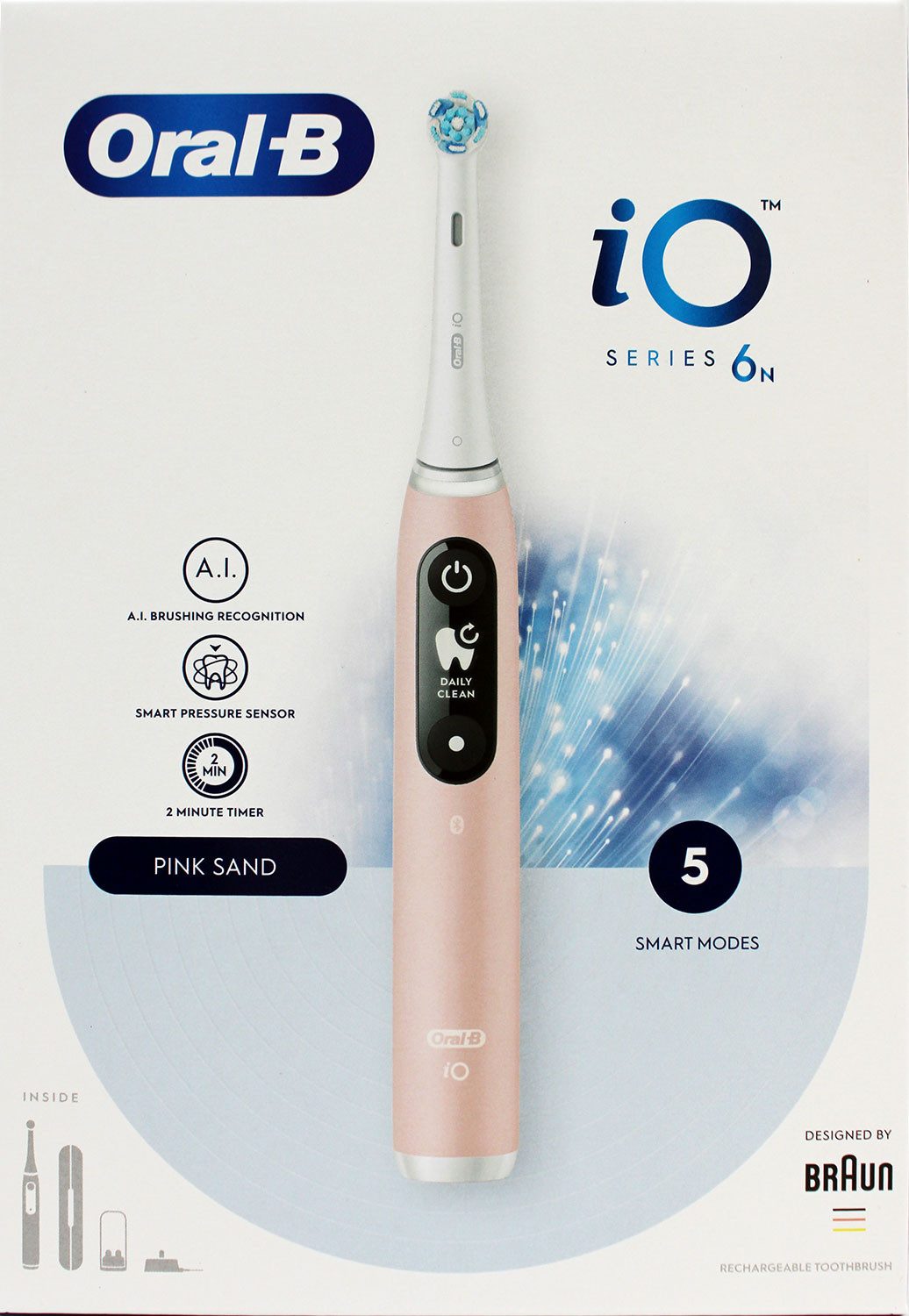 Braun Elektrische Zahnbürste Oral-B iO Series 6 Pink Onyx elektr. Zahnbürste Pink mit Reiseetui