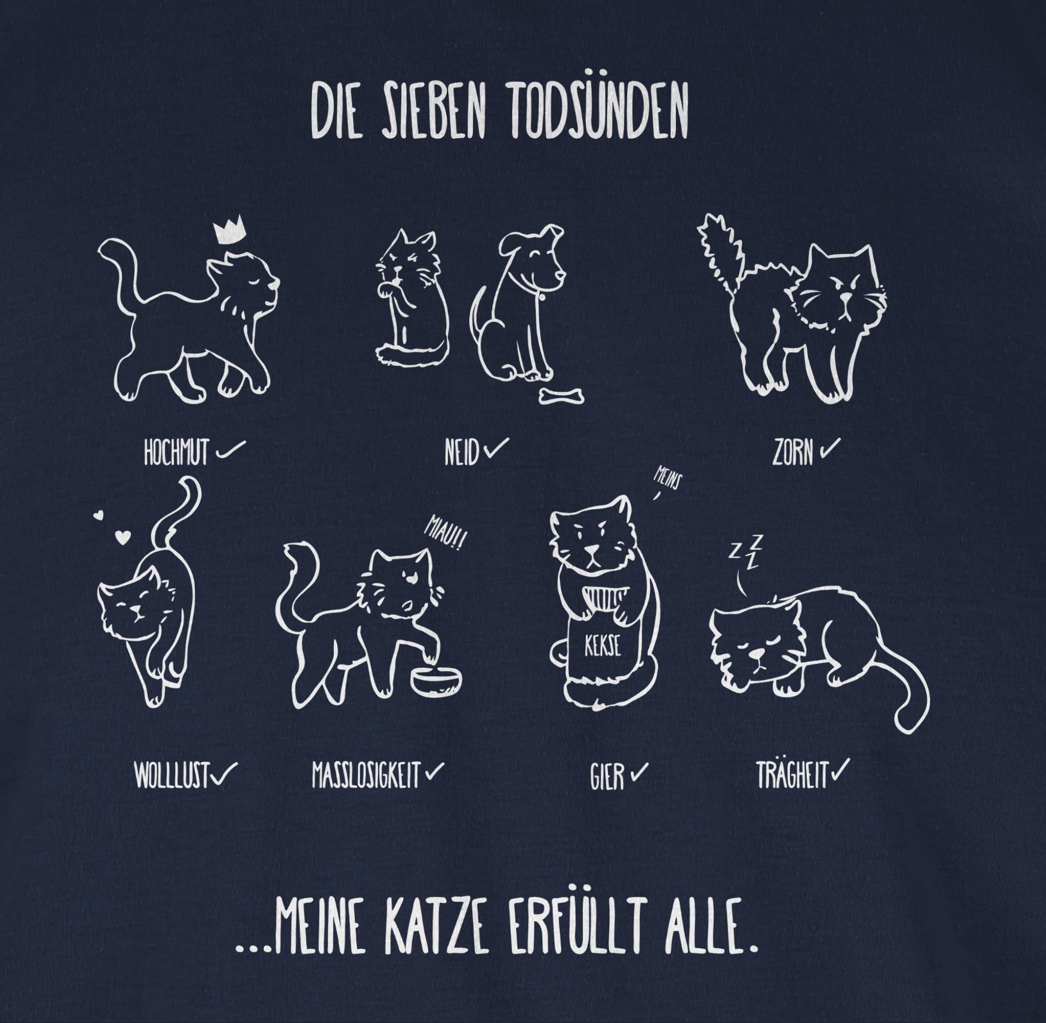 Shirtracer T-Shirt witziges Katzenmotiv - Todsünden Katzenbesitzer Geschenk