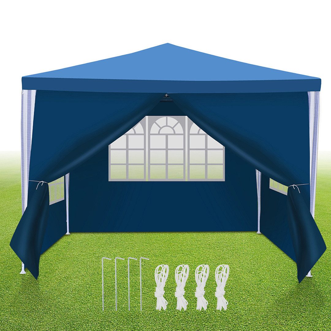 Clanmacy Pavillonseitenteil Pavillon Partyzelt mit 3 Seitenteilen, wasserdicht, 3x3m