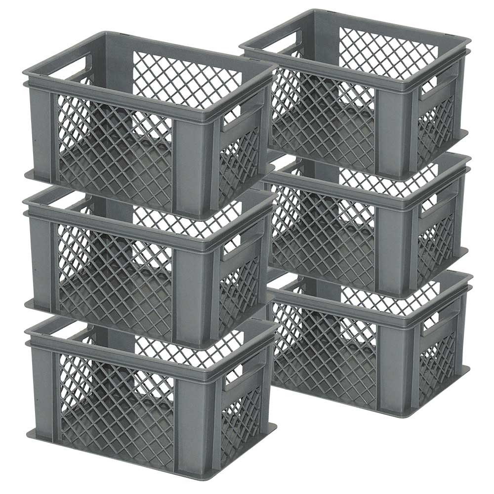 BRB-Lagertechnik Stapelbox BRB 6x Eurobehälter, LxBxH 400 x 300 x 220 mm, Boden geschlossen, Leicht, robust, hohe Formstabilität