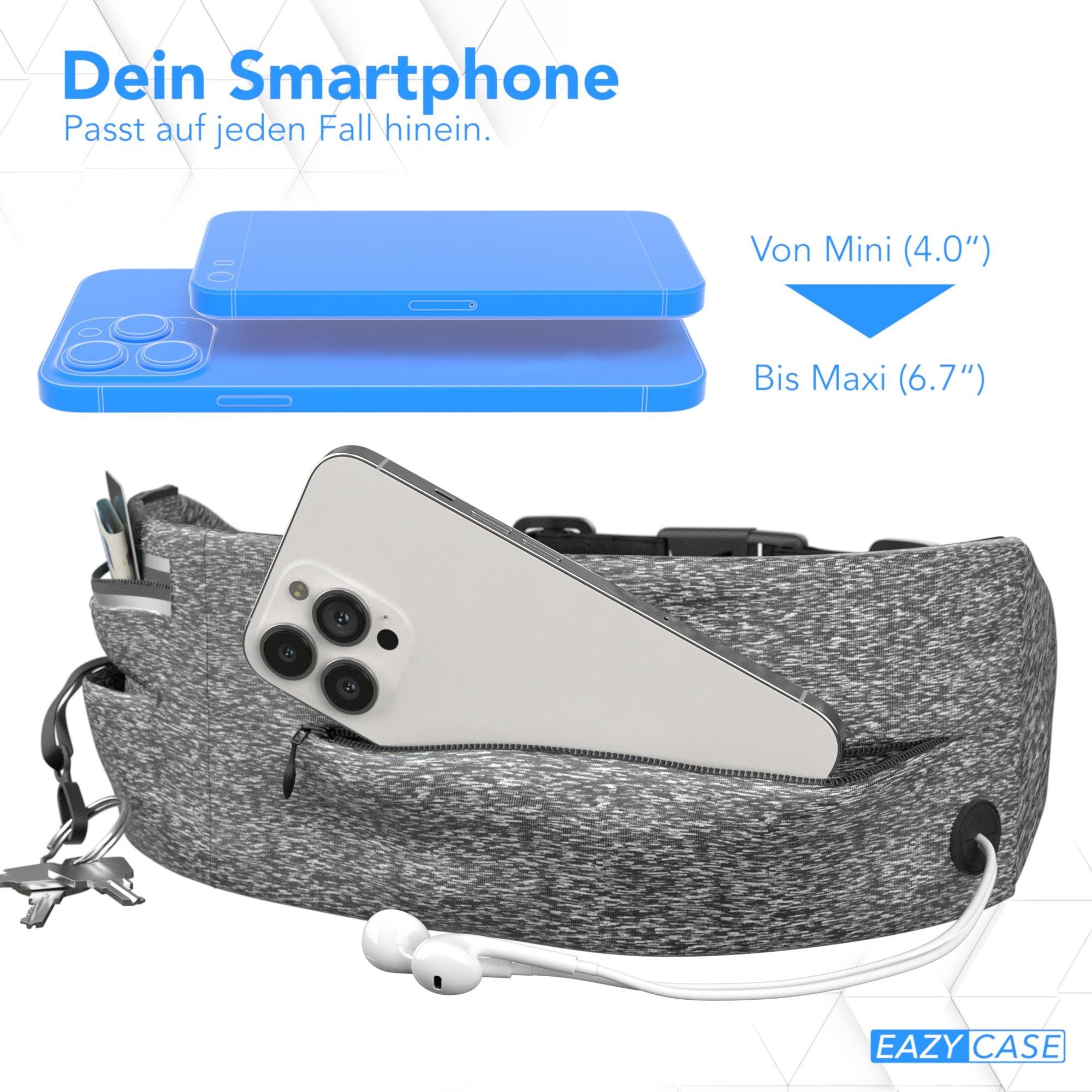EAZY CASE Laufgürtel Universal Sport Bauchtasche Breit Joggingtasche Herren Bauchtasche Sporttasche Laufgürtel Hell Grau