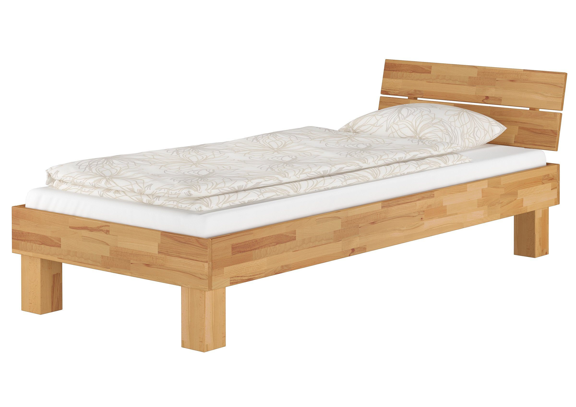 Modernes lackiert Überlänge-Einzelbett Buche Einzelbett Buchefarblos 100x220, ERST-HOLZ