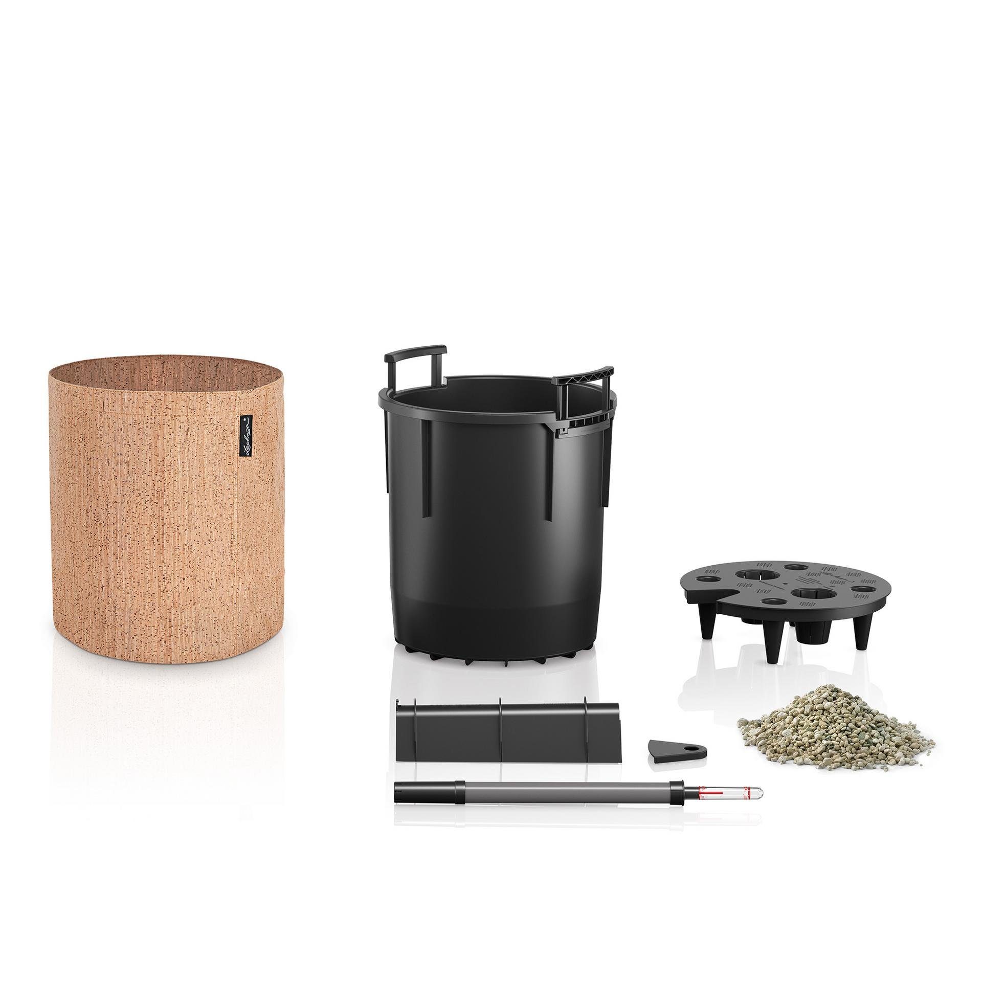 Lechuza® Blumentopf Pflanztopf Trendcover 32 Kork dunkel natur (Komplettset)