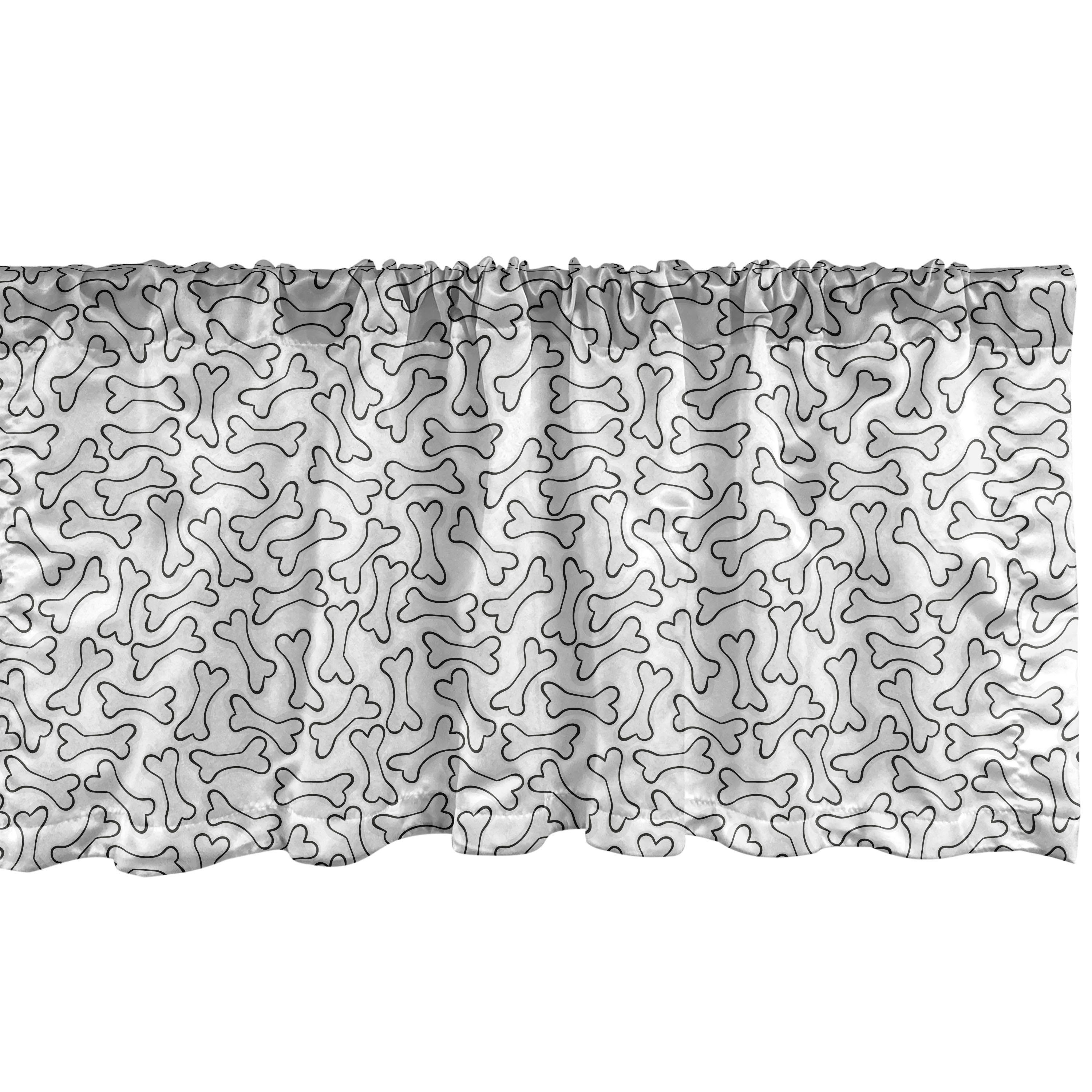 Scheibengardine Vorhang Volant für Küche Schlafzimmer Dekor mit Stangentasche, Abakuhaus, Microfaser, Gebeine Zufällige Hundeknochen Verstreute