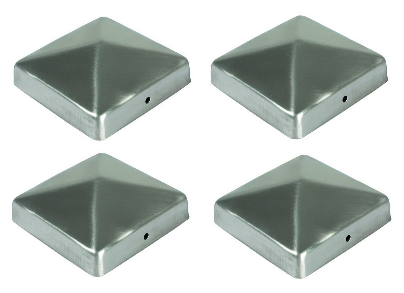 BURI Pfostenkappe 4x Edelstahl Pfostenkappe Pyramide 91x91mm Zaunkappe Zierkappe Pfahl H (4 St)