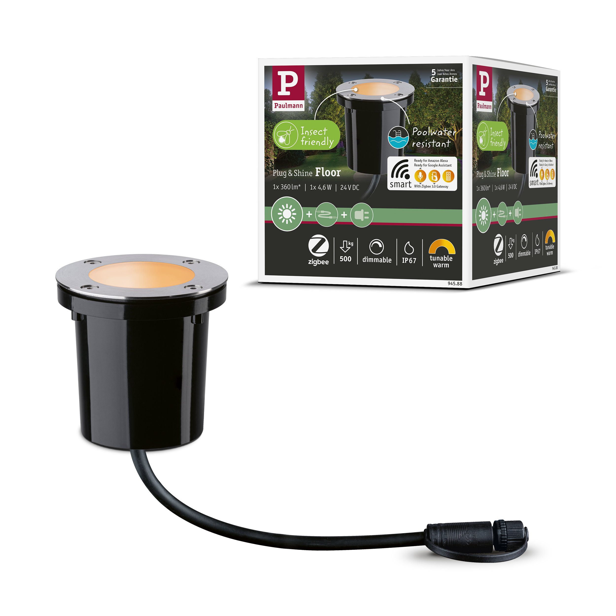 Paulmann LED Wandleuchte Plug & Shine LED Bodeneinbauleuchte Smart Home Zigbee 3.0 Floor Einzel