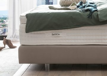 BettCo Boxspringbett Kansas (in Taupe Velours, 140 x 200 cm), Kachel-Design + optionaler Topper, Acryl-Füße