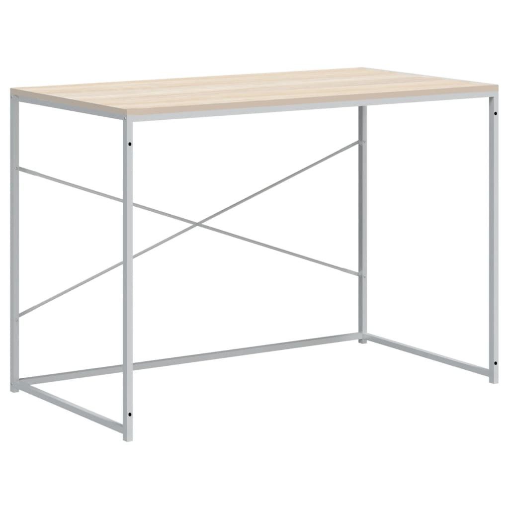 Schreibtisch Computertisch Weiß und Eiche-Optik 110x60x70 cm Holzwerkstoff