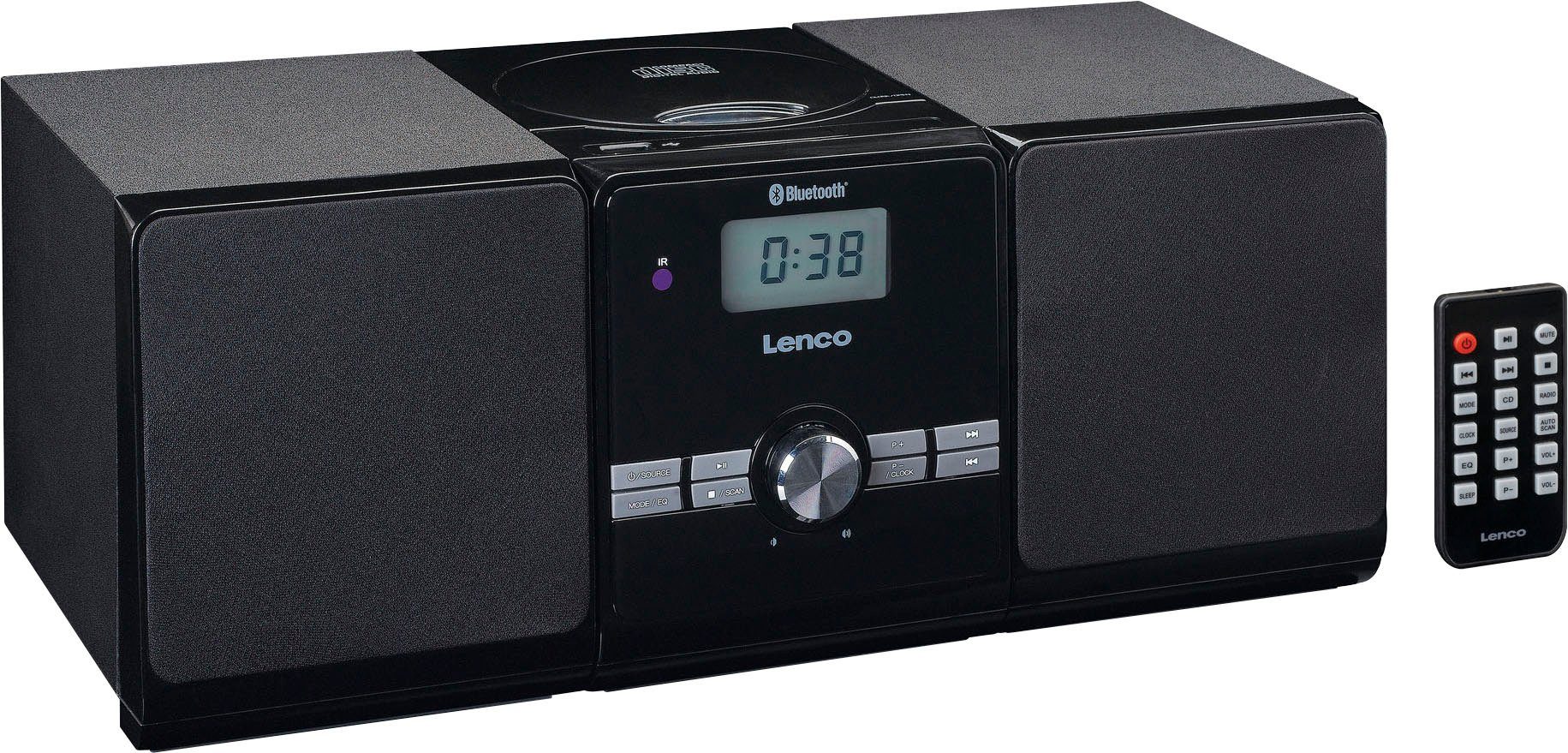 Lenco MC-030BK CD-Radiorecorder (Digitalradio (DAB), Komplettes HiFi-Set  mit 2 Holzlautsprechern