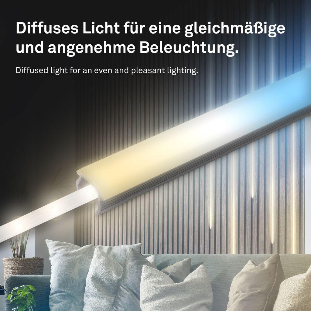 Briloner Leuchten Schrankleuchte 8020294, Dimmfunktion, LED fest integriert, 2700K - Extra-Warmweiß, LED Strip 2,6m Weiß 24V Zubehör Akustikpaneele Wohnzimmer Flur