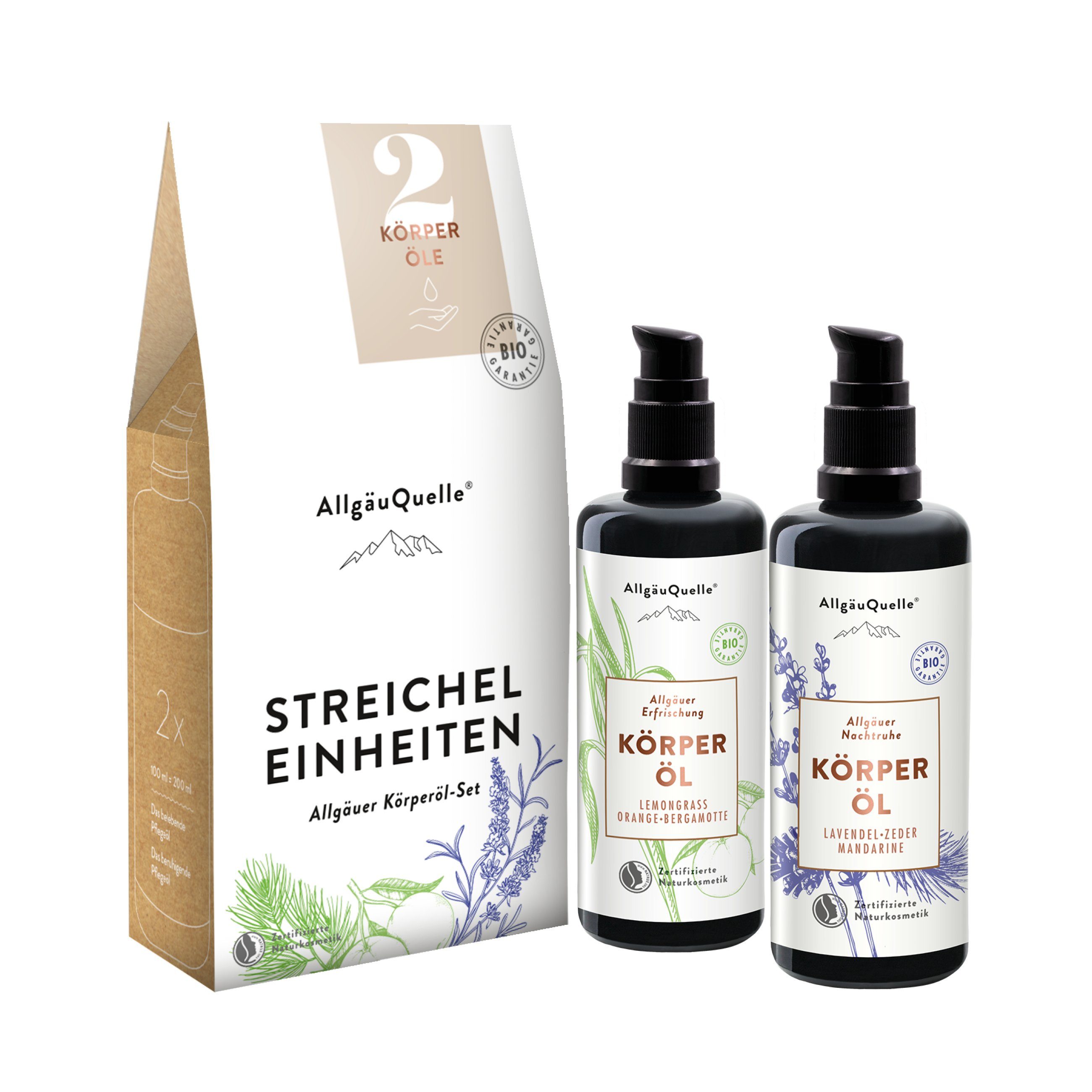 Allgäuquelle Körperbalsam, 2x100ml mit Lemongrass, Orange, Bergamotte, Lavendel, Zeder, Mandarine