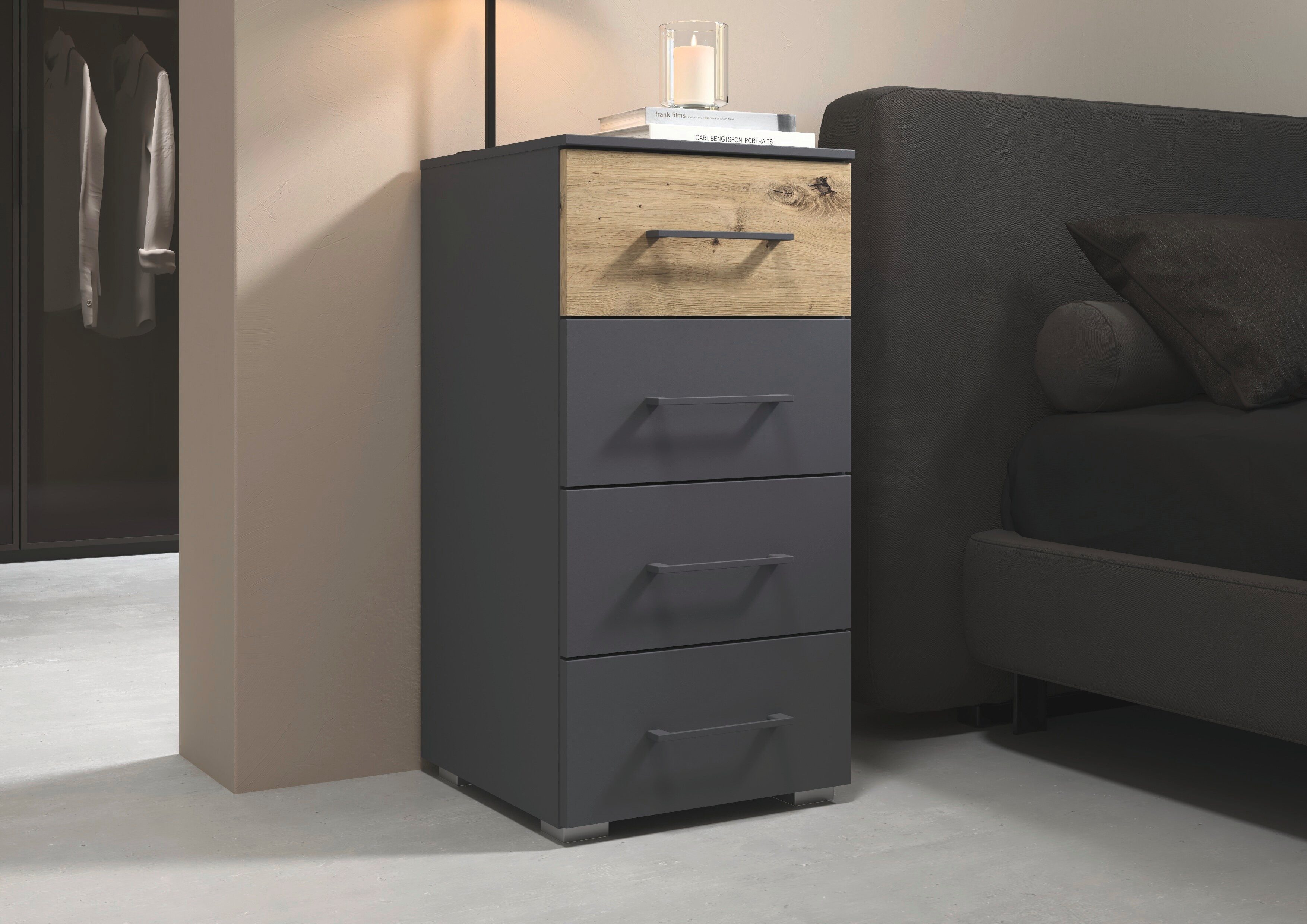 rauch Schubkastenkommode Sideboard Kommode Schubladenkommode BOSTON-EXTRA (Breite 40 cm, Höhe 81 cm), mit 4 geräumigen Schubladen, oberer mit Absetzung MADE IN GERMANY