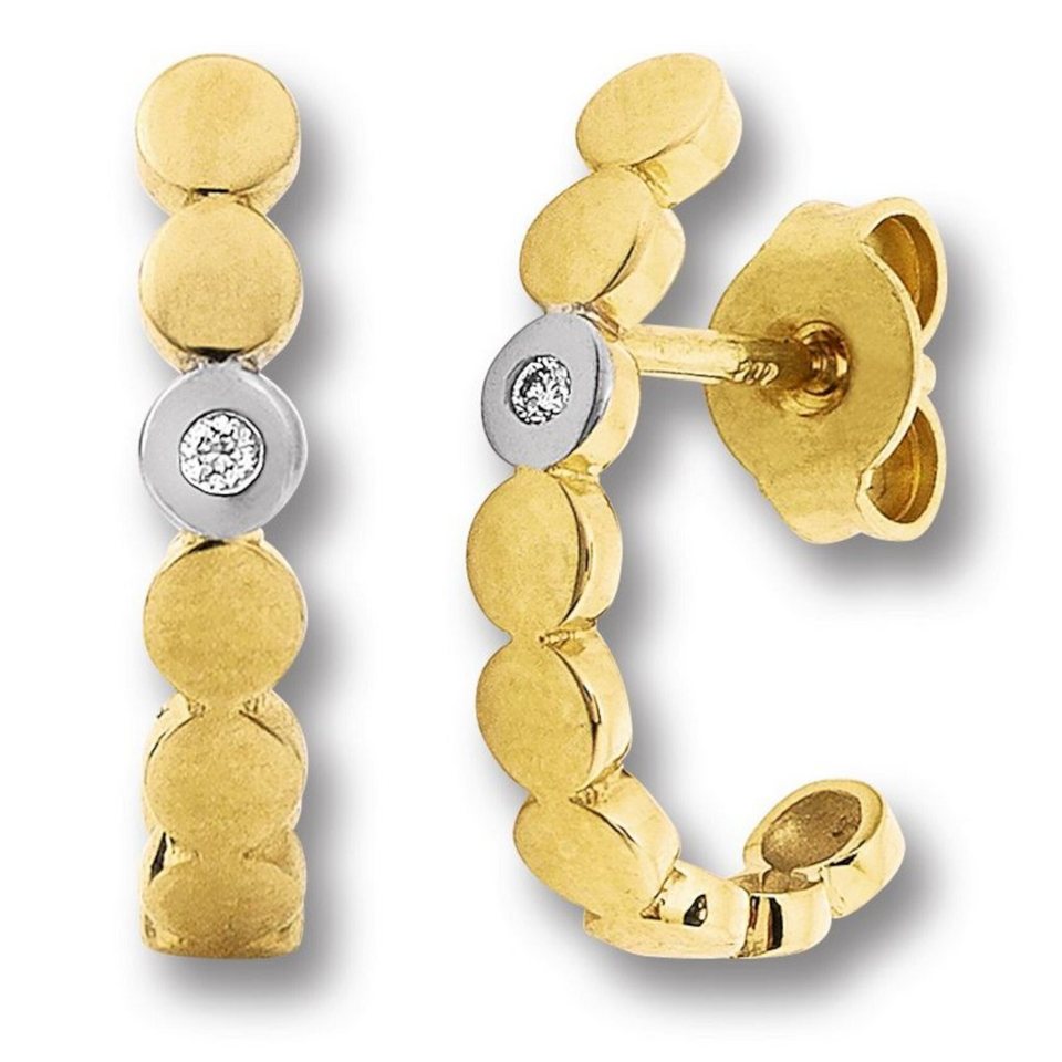 ONE ELEMENT Paar Ohrstecker 0.02 ct Diamant Brillant Ohrringe Ohrstecker  aus 585 Gelbgold, Damen Gold Schmuck, Breite : 3,50 mm - Höhe : 14,50 mm