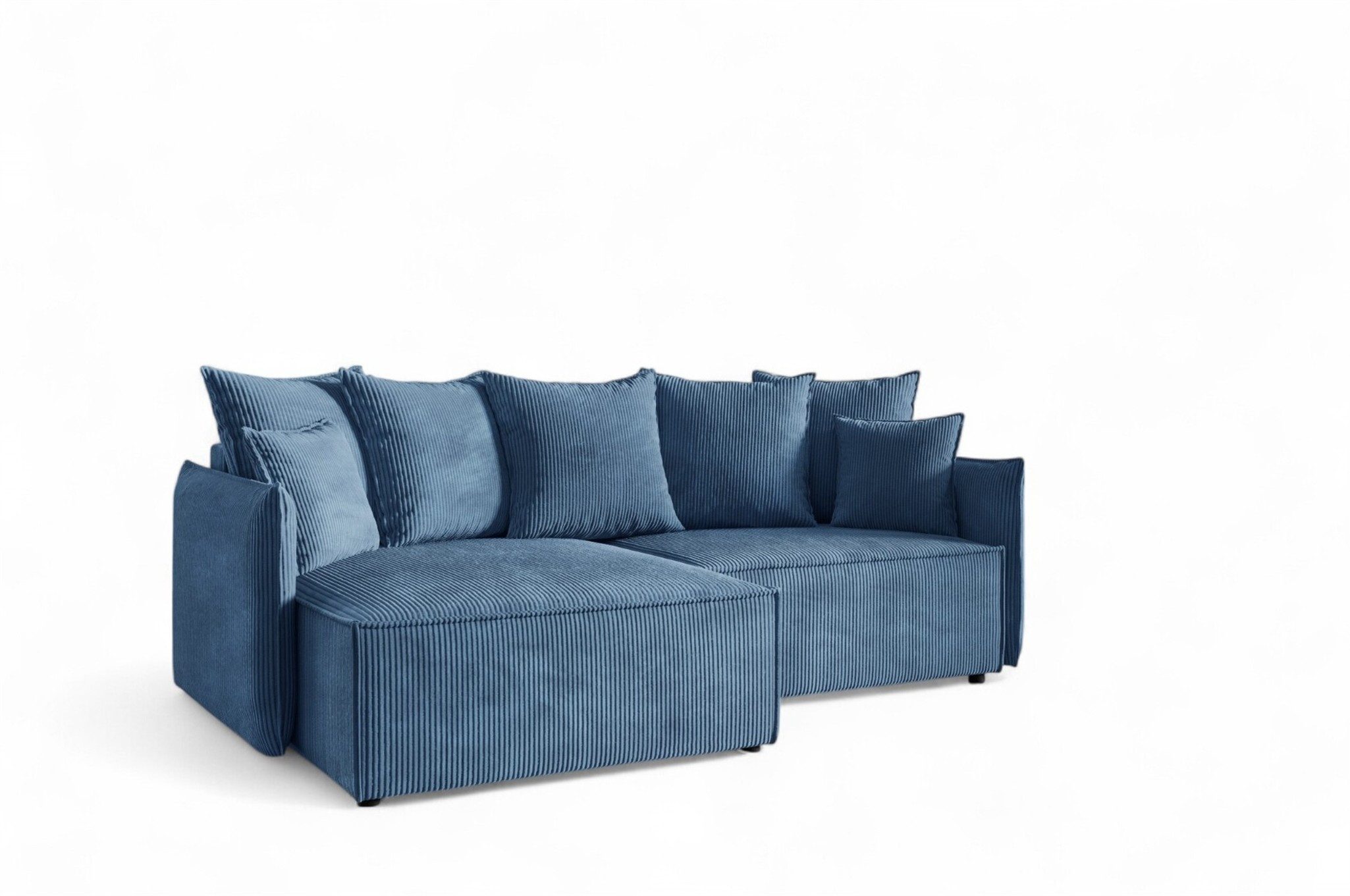 Fun Möbel Ecksofa Schlafsofa Sofa MINEA mit Ottomane in Stoff, Rundumbezug