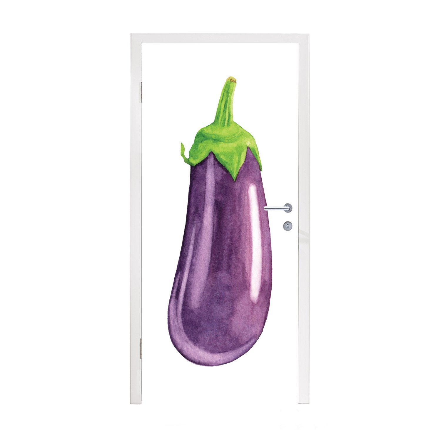 MuchoWow Türtapete Aquarell - Aubergine - Violett, Matt, bedruckt, (1 St), Fototapete für Tür, Türaufkleber, 75x205 cm