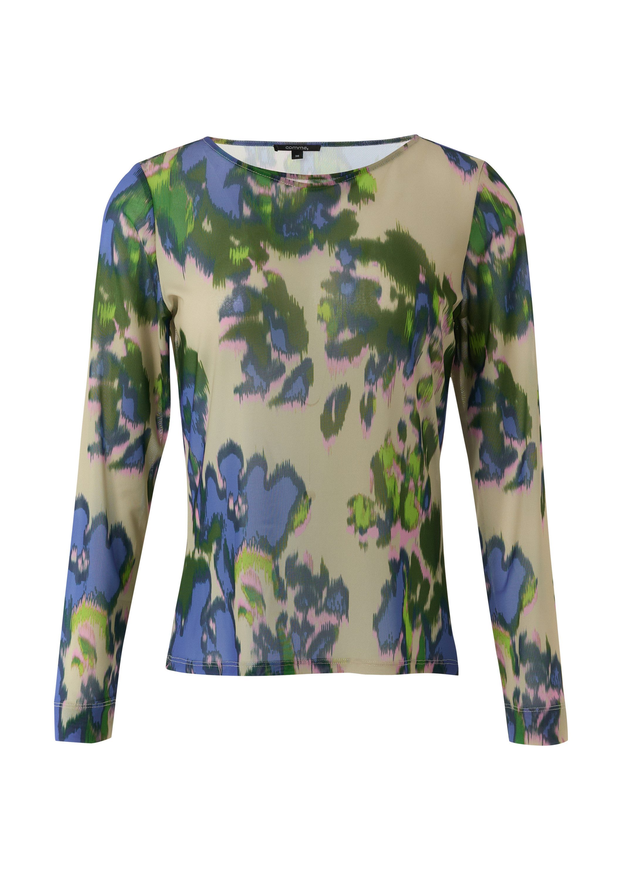 comma Langarmshirt T-Shirt Longsleeve aus Mesh günstig online kaufen