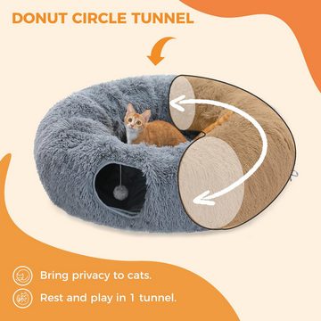 purplerain Agility-Tunnel Plüsch Tunnel Donut für Indoor Katzen, 108 x 87 x 25 cm