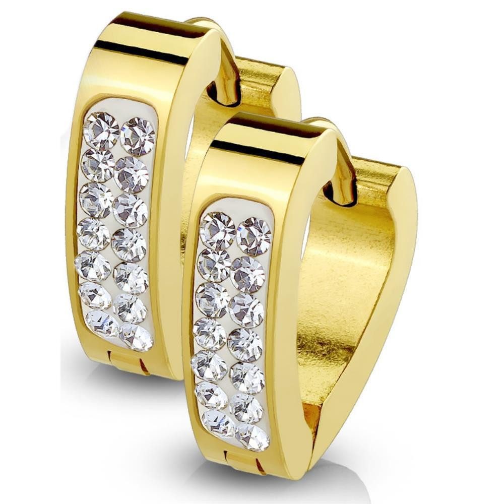 Creolen-Set Gold - Creolen dreieckig aus Edelstahl Damen
