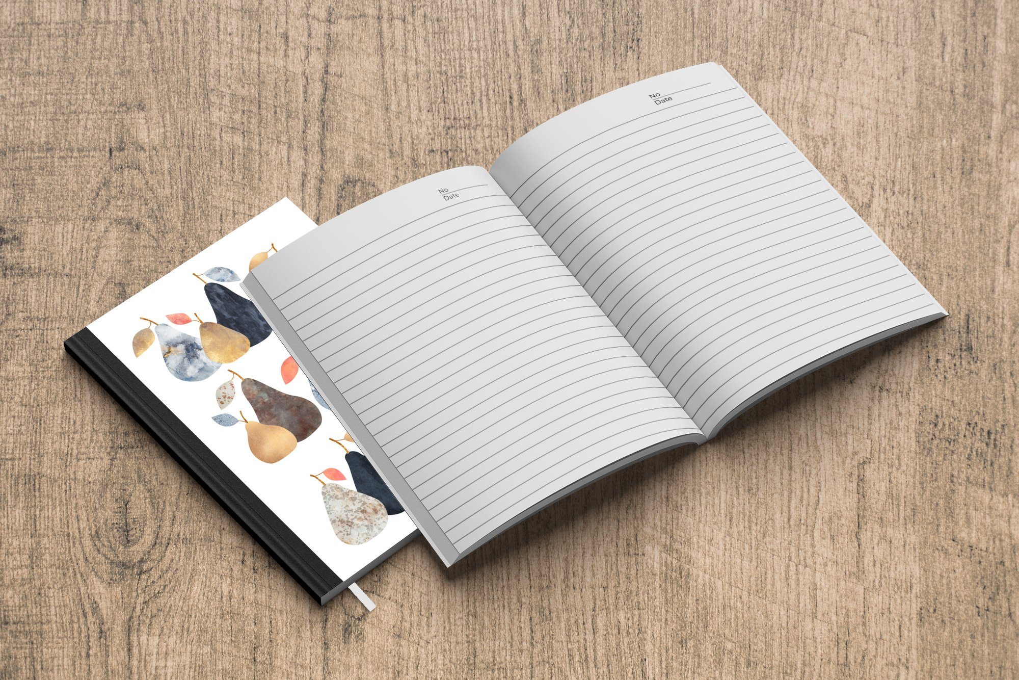 Notizbuch 98 Design, Tagebuch, Merkzettel, Seiten, Obst - A5, Journal, Notizheft, - Birne - Pastell Haushaltsbuch MuchoWow