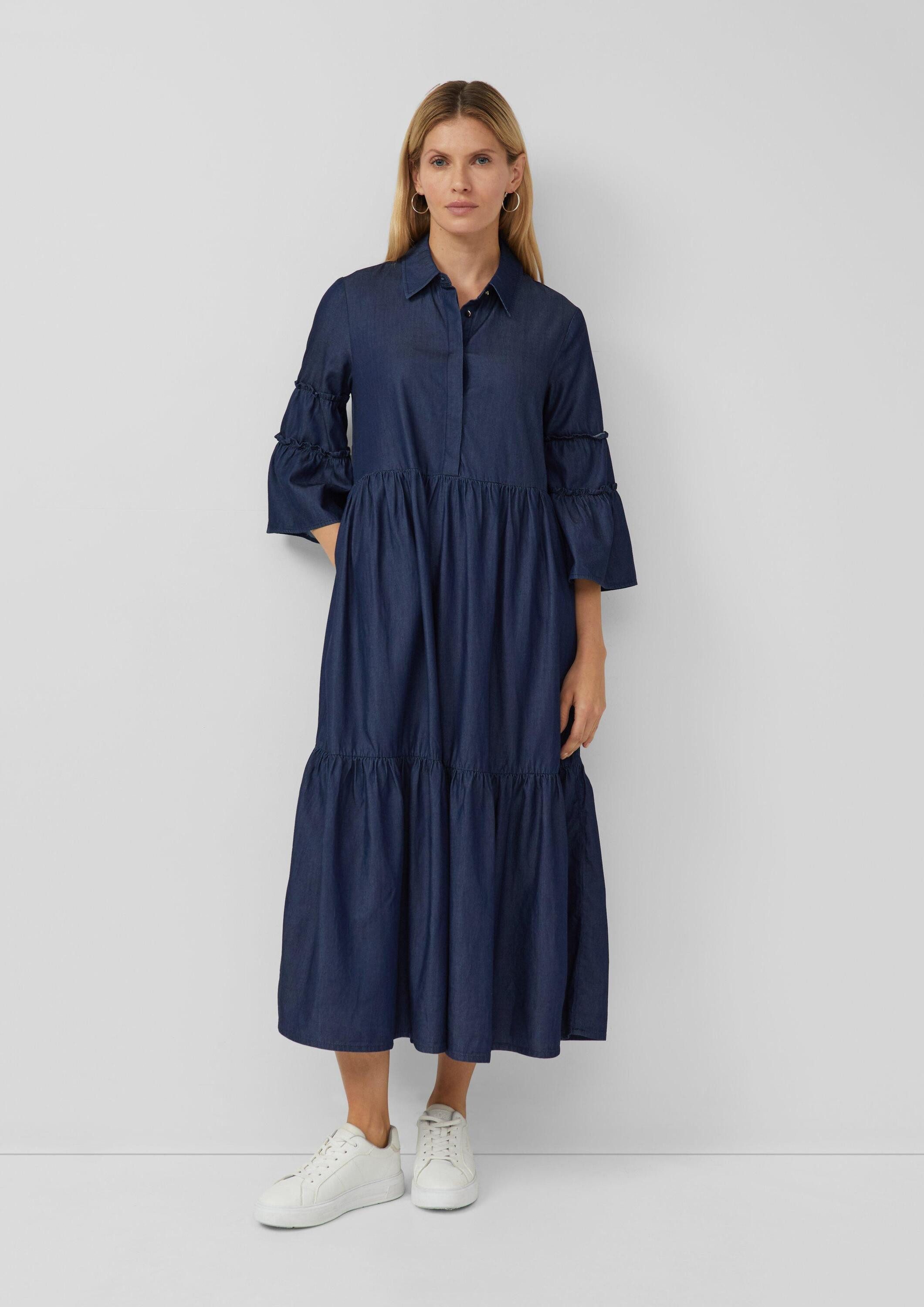 s.Oliver Midikleid Kleid Hemdblusenkleid mit verspielten Volumen-Details günstig online kaufen